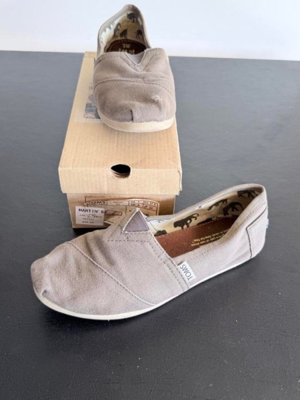 TOMS Women's Grey and Tan Loafers
